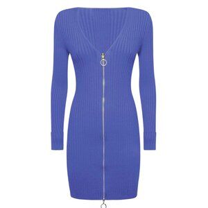 NWT Wolford Merino Rib Zip Mini Dress, Size Medium, $660